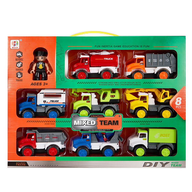 Ensemble de jouets de camion de voiture à friction à construction mixte